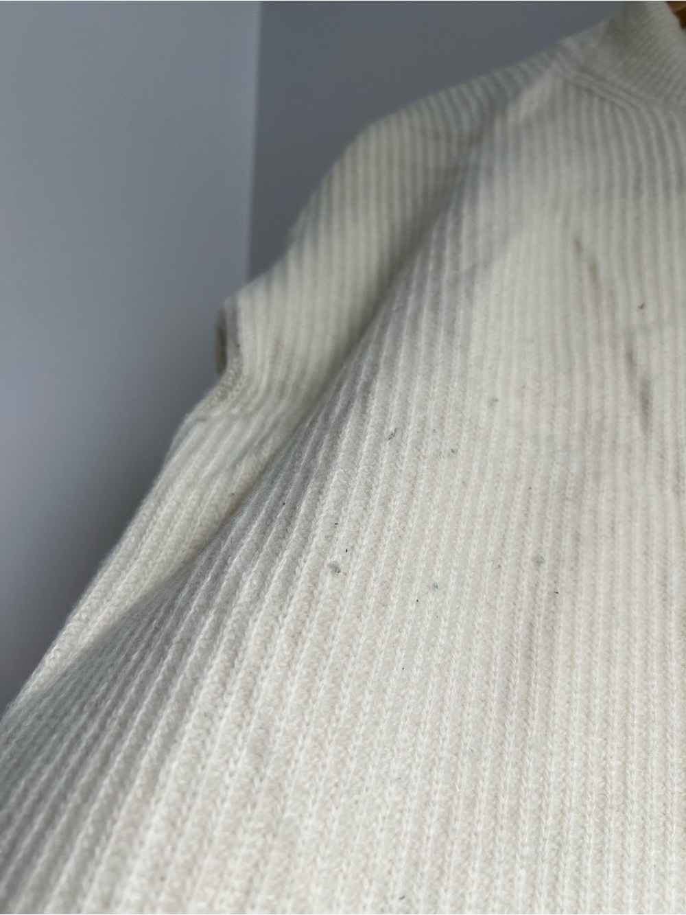 Classic Cream Ribbed Mock Neck Sweater - Picture 4 of 10